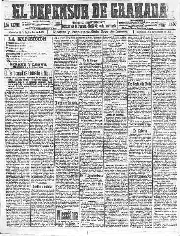'El Defensor de Granada  : diario político independiente' - Año XXVIII Número 13994  - 1906 Septiembre 12