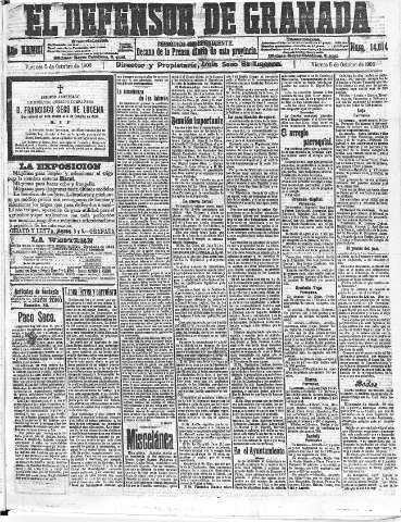 'El Defensor de Granada  : diario político independiente' - Año XXVIII Número 14014  - 1906 Octubre 05