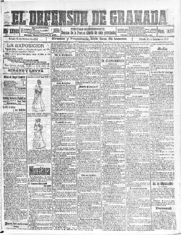 'El Defensor de Granada  : diario político independiente' - Año XXVIII Número 14021  - 1906 Octubre 13