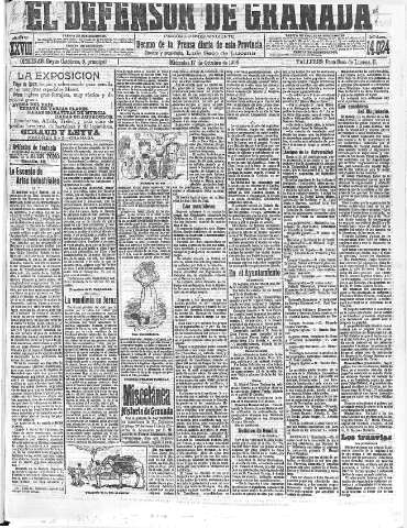 'El Defensor de Granada  : diario político independiente' - Año XXVIII Número 14024  - 1906 Octubre 17