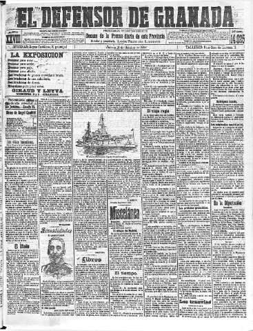 'El Defensor de Granada  : diario político independiente' - Año XXVIII Número 14025  - 1906 Octubre 18