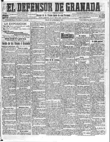'El Defensor de Granada  : diario político independiente' - Año XXVIII Número 14026  - 1906 Octubre 20