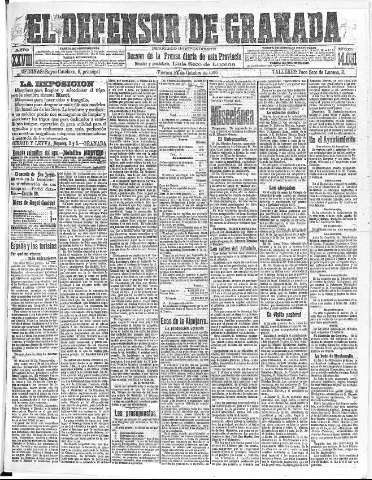 'El Defensor de Granada  : diario político independiente' - Año XXVIII Número 14031  - 1906 Octubre 26
