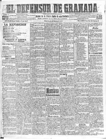 'El Defensor de Granada  : diario político independiente' - Año XXVIII Número 14035  - 1906 Octubre 31