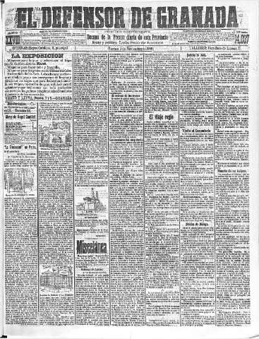 'El Defensor de Granada  : diario político independiente' - Año XXVIII Número 14037  - 1906 Noviembre 02