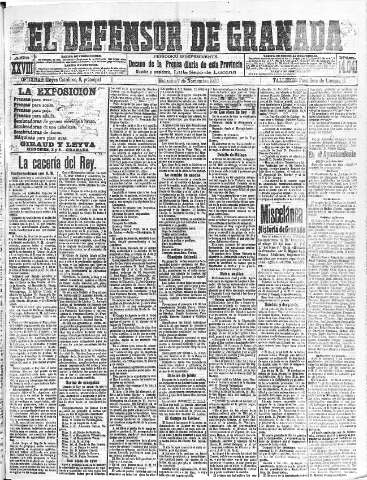 'El Defensor de Granada  : diario político independiente' - Año XXVIII Número 14041  - 1906 Noviembre 07