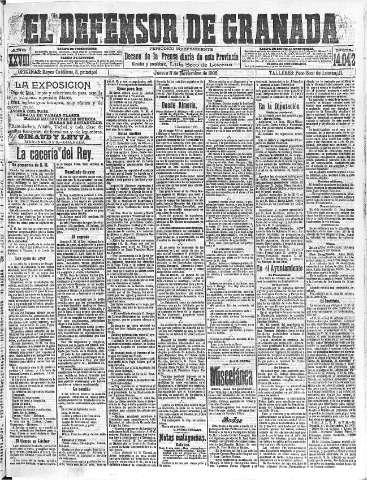 'El Defensor de Granada  : diario político independiente' - Año XXVIII Número 14042  - 1906 Noviembre 08