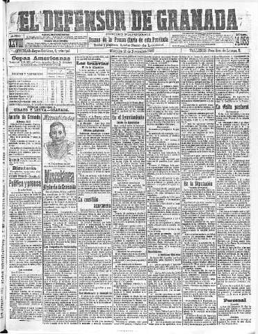 'El Defensor de Granada  : diario político independiente' - Año XXVIII Número 14053  - 1906 Noviembre 21