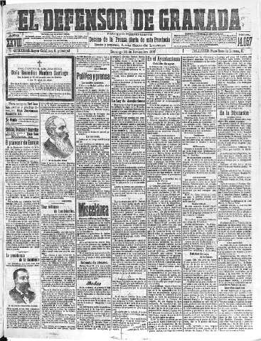 'El Defensor de Granada  : diario político independiente' - Año XXVIII Número 14057  - 1906 Noviembre 25