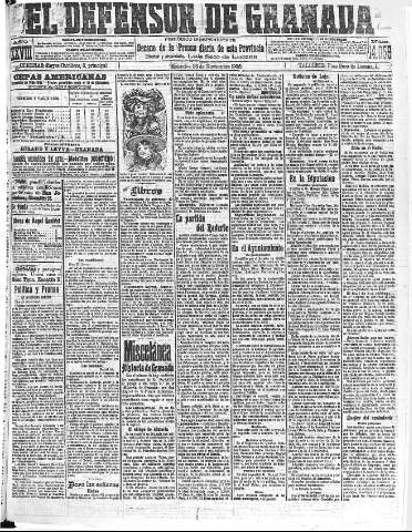 'El Defensor de Granada  : diario político independiente' - Año XXVIII Número 14059  - 1906 Noviembre 28