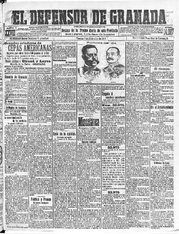'El Defensor de Granada  : diario político independiente' - Año XXVIII Número 14067  - 1906 Diciembre 07