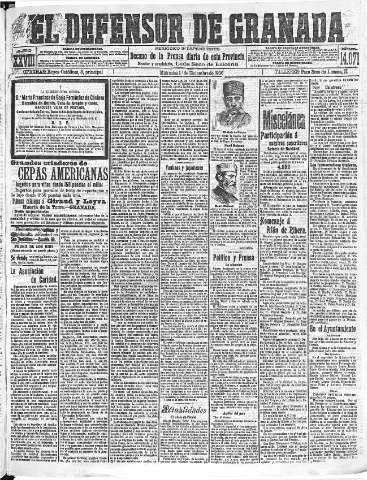 'El Defensor de Granada  : diario político independiente' - Año XXVIII Número 14071  - 1906 Diciembre 12