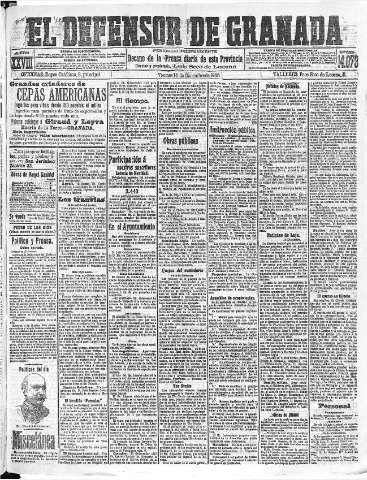 'El Defensor de Granada  : diario político independiente' - Año XXVIII Número 14073  - 1906 Diciembre 14