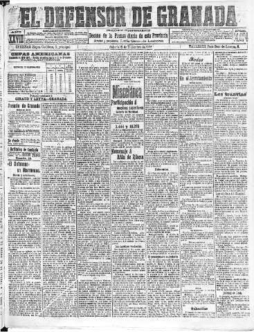 'El Defensor de Granada  : diario político independiente' - Año XXVIII Número 14074  - 1906 Diciembre 15