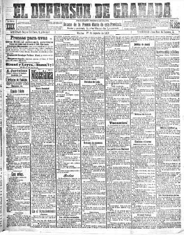 'El Defensor de Granada  : diario político independiente' - Año XXIX Número 14292  - 1907 Agosto 26