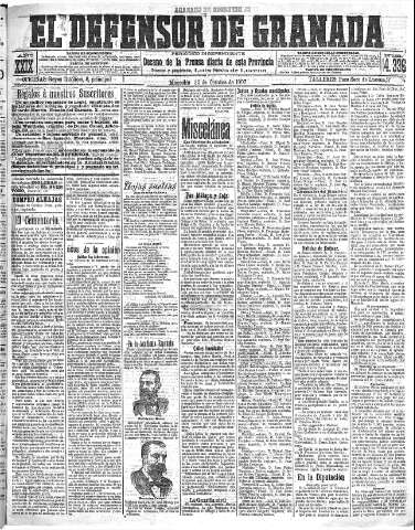 'El Defensor de Granada  : diario político independiente' - Año XXIX Número 14336  - 1907 Octubre 30