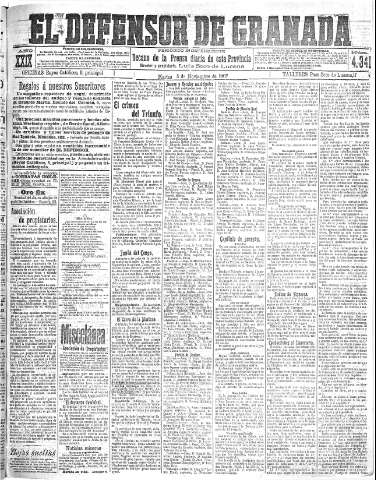'El Defensor de Granada  : diario político independiente' - Año XXIX Número 14341  - 1907 Noviembre 05