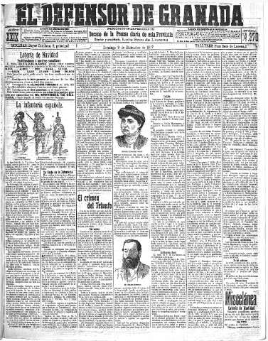 'El Defensor de Granada  : diario político independiente' - Año XXIX Número 14370  - 1907 Diciembre 08