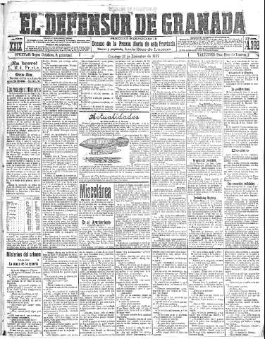 'El Defensor de Granada  : diario político independiente' - Año XXIX Número 14388  - 1907 Diciembre 29