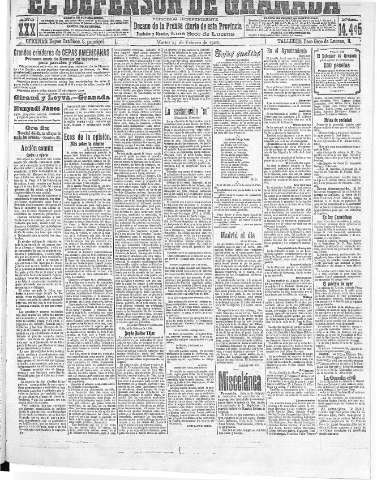 'El Defensor de Granada  : diario político independiente' - Año XXX Número 14445  - 1908 Febrero 25