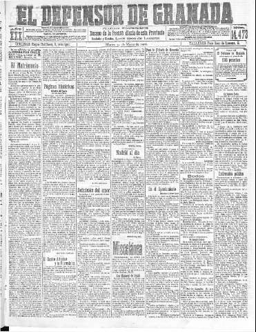 'El Defensor de Granada  : diario político independiente' - Año XXX Número 14473  - 1908 Marzo 24