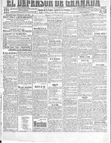 'El Defensor de Granada  : diario político independiente' - Año XXX Número 14480  - 1908 Marzo 31