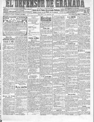 'El Defensor de Granada  : diario político independiente' - Año XXX Número 14507  - 1908 Abril 29
