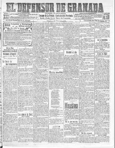 'El Defensor de Granada  : diario político independiente' - Año XXX Número 14509  - 1908 Mayo 01