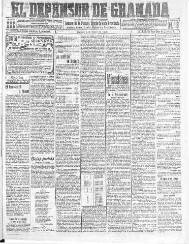 'El Defensor de Granada  : diario político independiente' - Año XXX Número 14516  - 1908 Mayo 09