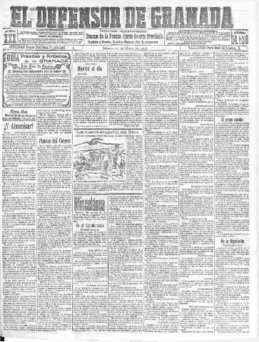 'El Defensor de Granada  : diario político independiente' - Año XXX Número 14528  - 1908 Mayo 23