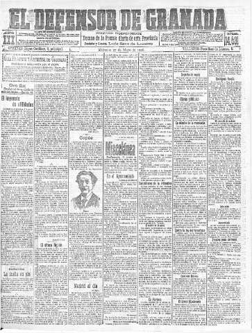 'El Defensor de Granada  : diario político independiente' - Año XXX Número 14531  - 1908 Mayo 27