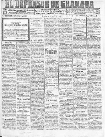'El Defensor de Granada  : diario político independiente' - Año XXX Número 14535  - 1908 Mayo 31
