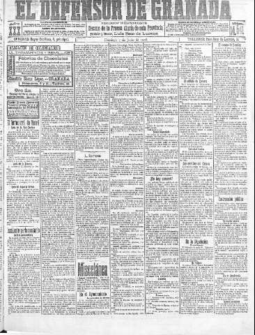'El Defensor de Granada  : diario político independiente' - Año XXX Número 14541  - 1908 Junio 07
