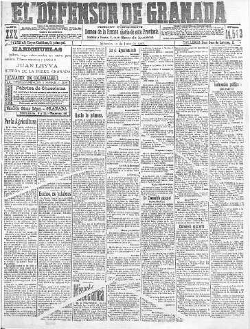 'El Defensor de Granada  : diario político independiente' - Año XXX Número 14543  - 1908 Junio 10