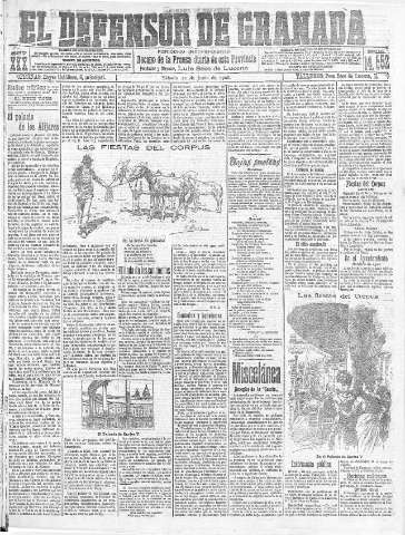 'El Defensor de Granada  : diario político independiente' - Año XXX Número 14552  - 1908 Junio 20