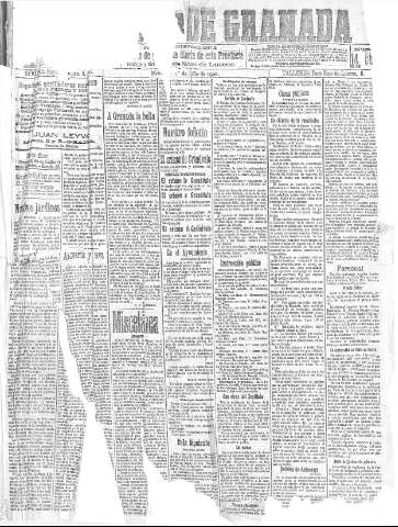 'El Defensor de Granada  : diario político independiente' - Año XXX Número 14516  - 1908 Julio 01