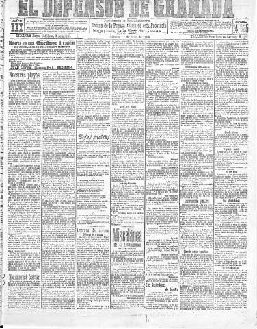 'El Defensor de Granada  : diario político independiente' - Año XXX Número 14525  - 1908 Julio 11