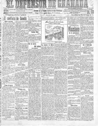 'El Defensor de Granada  : diario político independiente' - Año XXX Número 14530  - 1908 Julio 17