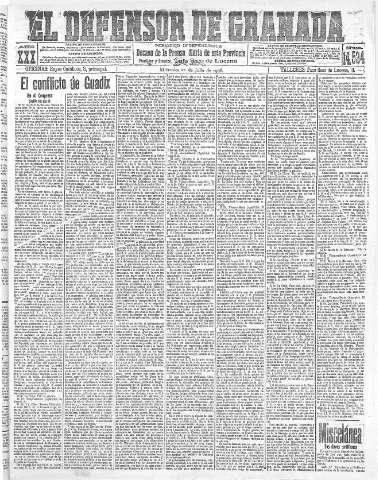 'El Defensor de Granada  : diario político independiente' - Año XXX Número 14534  - 1908 Julio 22