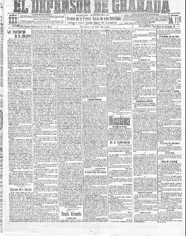'El Defensor de Granada  : diario político independiente' - Año XXX Número 14536  - 1908 Julio 24