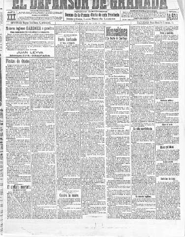 'El Defensor de Granada  : diario político independiente' - Año XXX Número 14538  - 1908 Julio 26