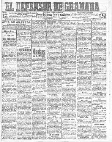 'El Defensor de Granada  : diario político independiente' - Año XXX Número 14544  - 1908 Agosto 02