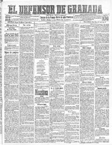 'El Defensor de Granada  : diario político independiente' - Año XXX Número 14549  - 1908 Agosto 08
