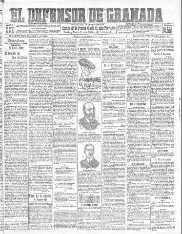 'El Defensor de Granada  : diario político independiente' - Año XXX Número 14551  - 1908 Agosto 11