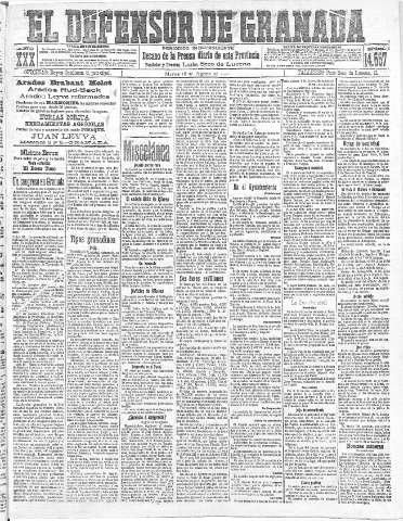 'El Defensor de Granada  : diario político independiente' - Año XXX Número 14557  - 1908 Agosto 18
