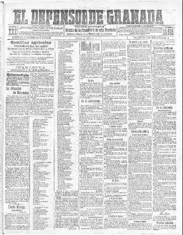 'El Defensor de Granada  : diario político independiente' - Año XXX Número 14565  - 1908 Agosto 27