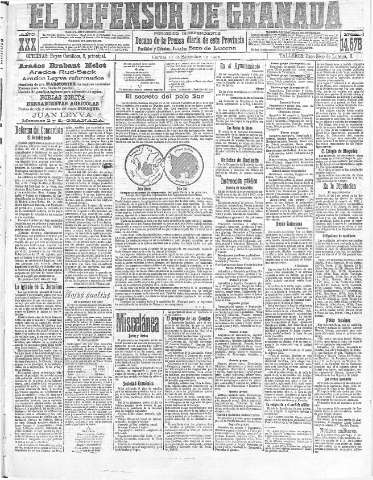 'El Defensor de Granada  : diario político independiente' - Año XXX Número 14578  - 1908 Septiembre 11