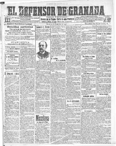 'El Defensor de Granada  : diario político independiente' - Año XXX Número 14587  - 1908 Septiembre 22