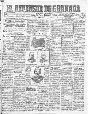 'El Defensor de Granada  : diario político independiente' - Año XXX Número 14597  - 1908 Octubre 03