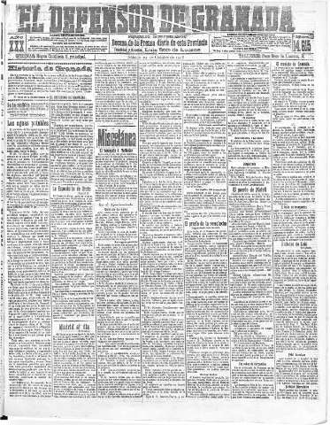 'El Defensor de Granada  : diario político independiente' - Año XXX Número 14615  - 1908 Octubre 24